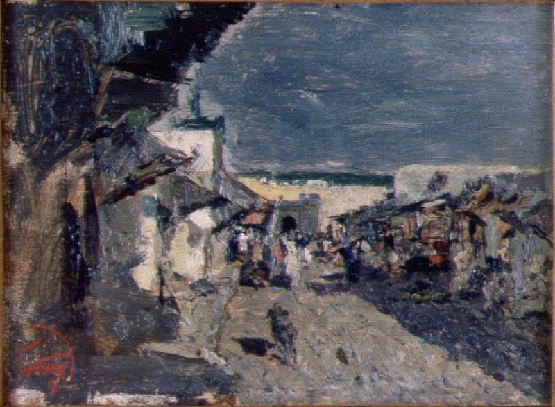 Maria Fortuny i Marsal Mercat i cases oil painting picture